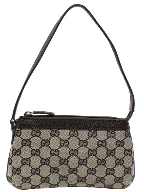 Gucci GG canvas pouch with strap in grey 